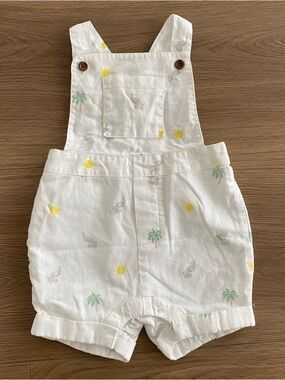 Janie and Jack Linen Blend Elephant Print Overall Baby Boy’s Size 3-6M